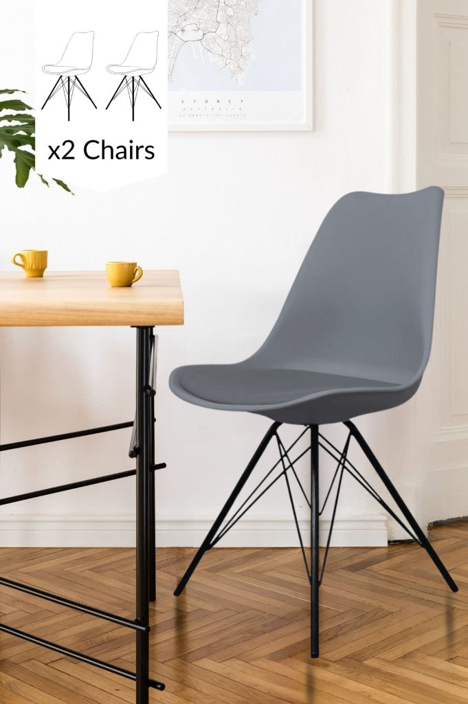Set of 2 Soho Plastic Dining Chairs with Black Metal Legs