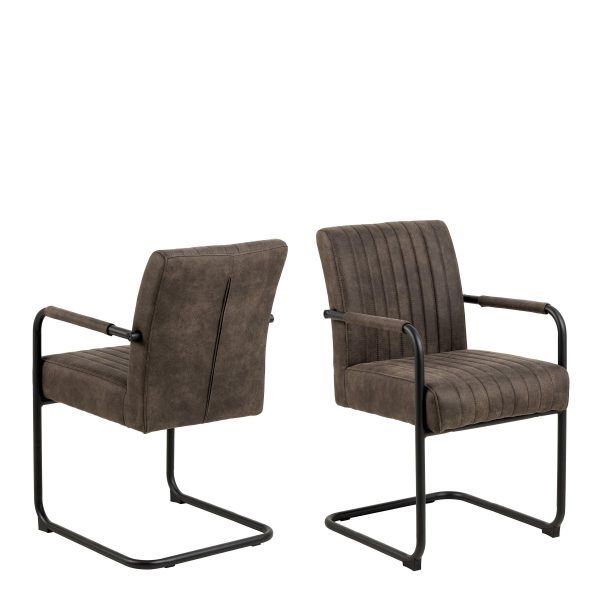 Adele Dining Chair in Grey Fabric Set of 2 | Bed Sava