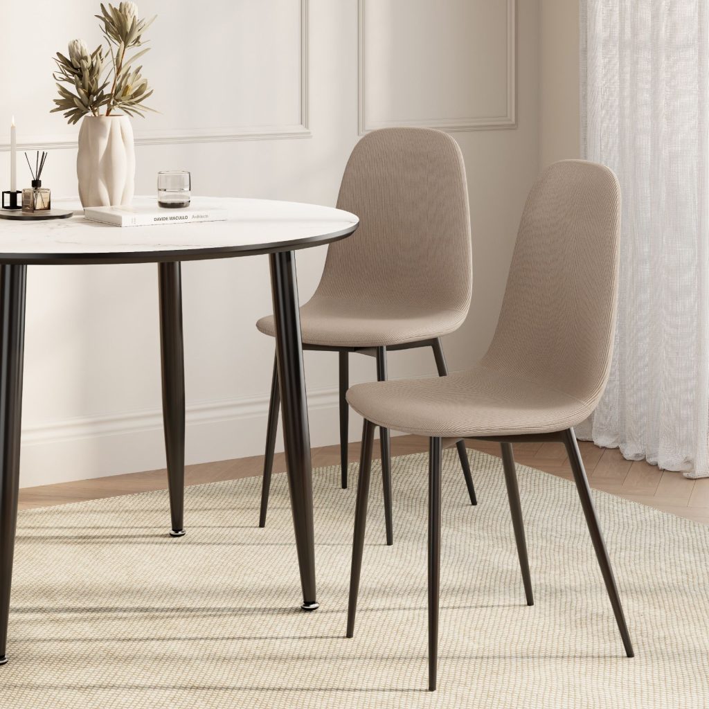 Cavell Cord Effect with Black Legs Set of Dining Chairs