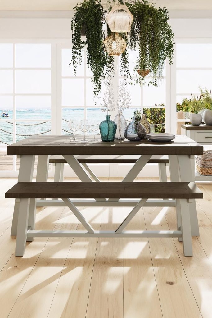 2x 1.6M Solid Reclaimed Truffle Pine Dining Bench
