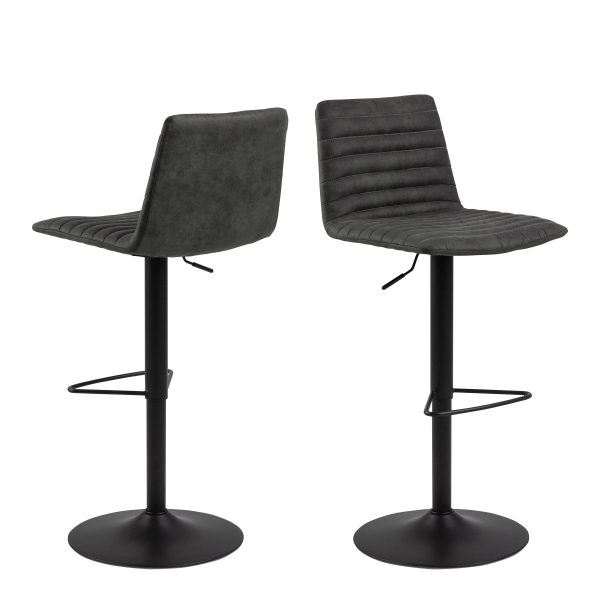 Kimmy Bar Stool in Grey Fabic Set of 2 | Bed Sava