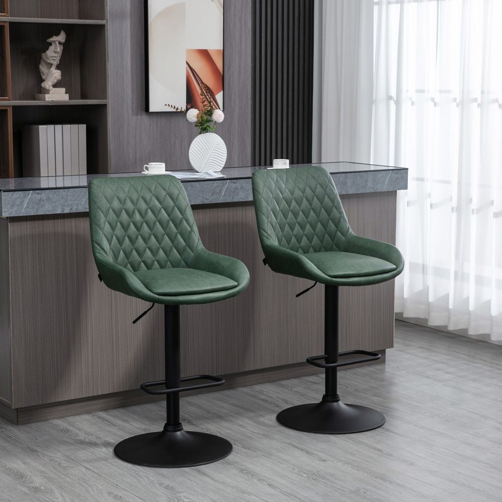 Adjustable Bar Stools Set of 2 Swivel Kitchen Stool with Back Footrest