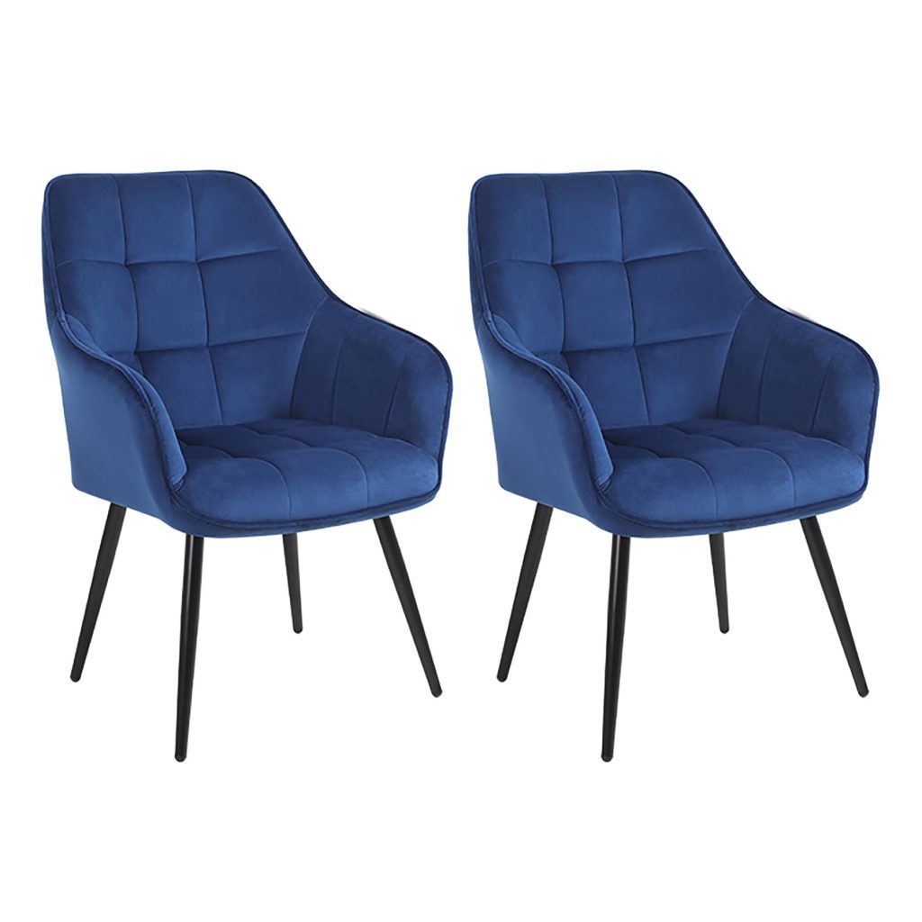 2PC Velvet Tub Accent Dining Chairs
