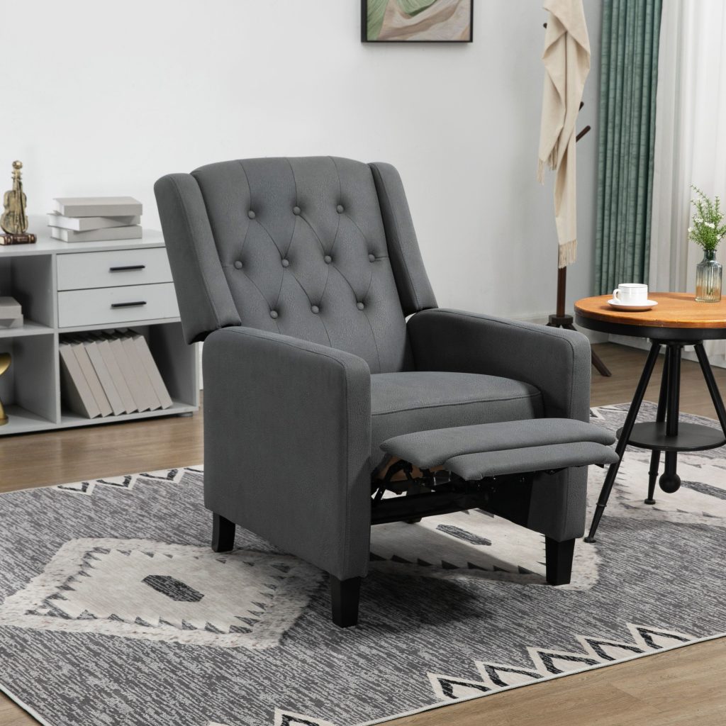 Button Tufted Recliner Chair, Microfibre Cloth Reclining Armchair