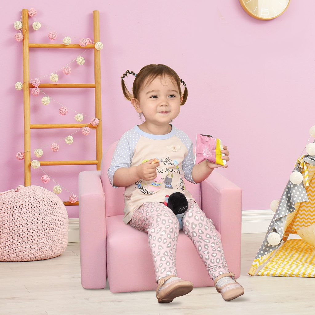 HOMCOM Kids Mini Sofa Armchair Seat 2 In 1 Table Chair Set for 3 years