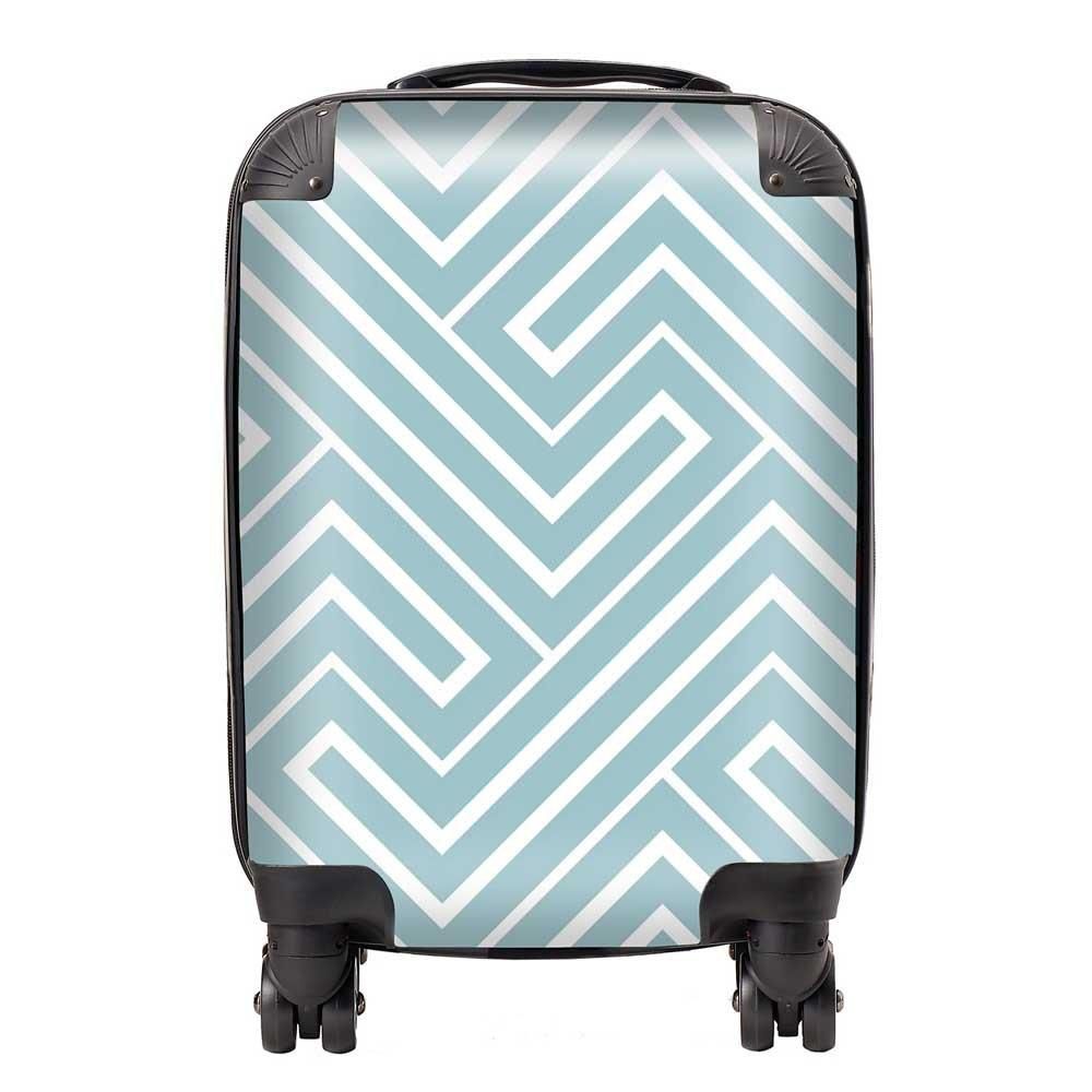 Blue And White Geometric Pattern Suitcase