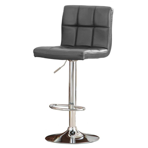 Subic Bar Stool PU Chrome  Grey 2s | Bed Sava