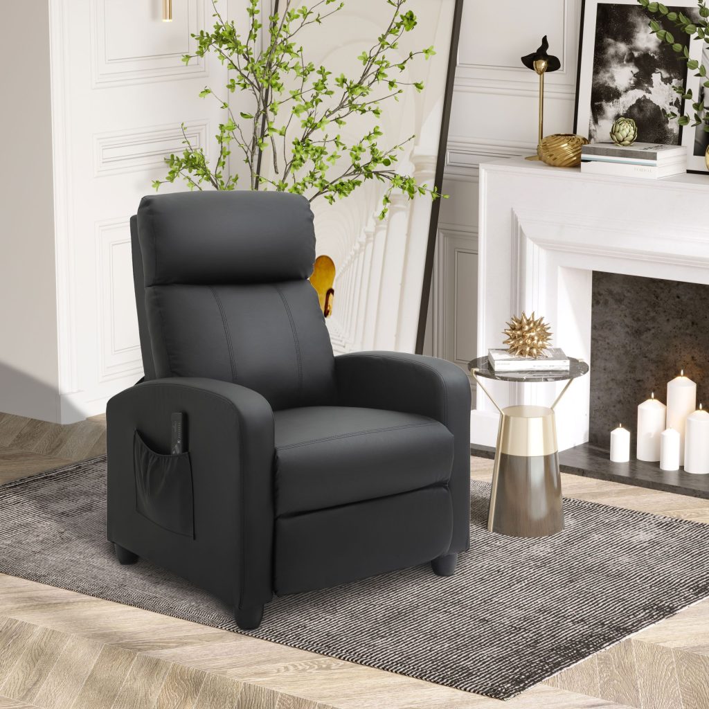 Recliner Sofa Chair PU Leather Massage Armcair w/ Remote Control