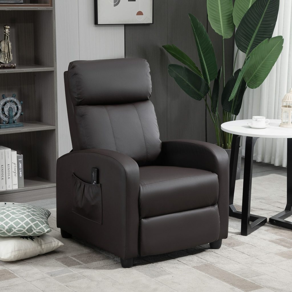 Recliner Sofa Chair PU Leather Massage Armcair w/ Remote Control Footrest