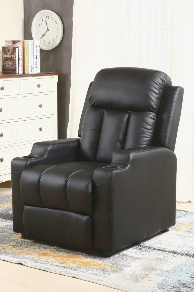 Studio Leather Recliner With Drink Holders Sofa Armchair