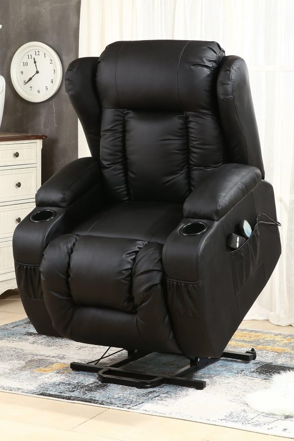 Caesar Single Motor Rise Recliner Bonded Leather Heat  Massage Chair | Bed Sava