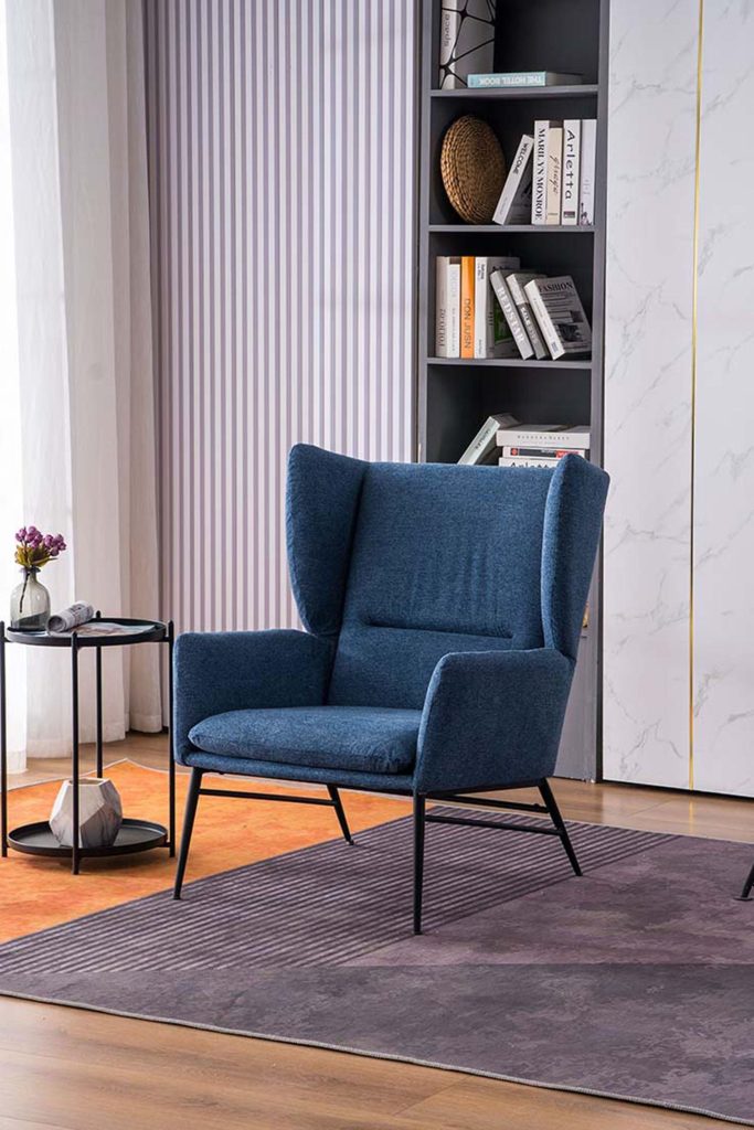 Clara Wing Back Fabric Occasional Living Room Modern Accent Armchair