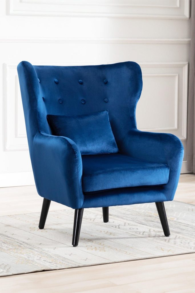 Winslow Wing Back Fabric Occasional Button Back Modern Accent Armchair
