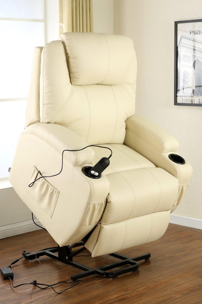 Cinemo Single Motor Rise Recliner Bonded Leather Heat & Massage Chair