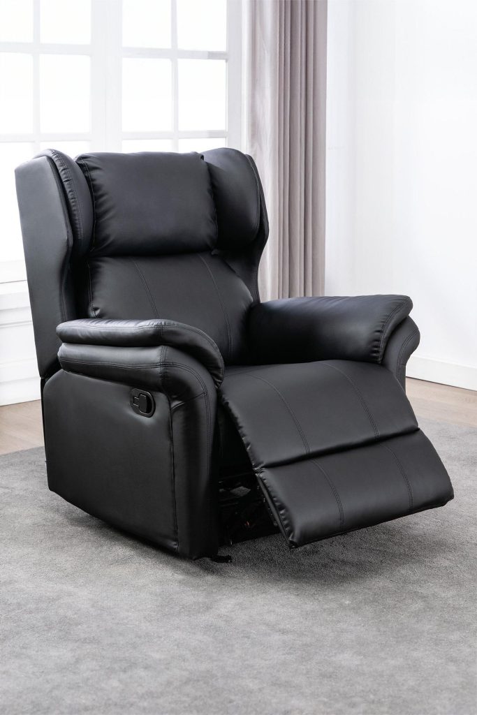 Oakford Manual Recliner Rocking Chair Wingback Design Bonded Leather