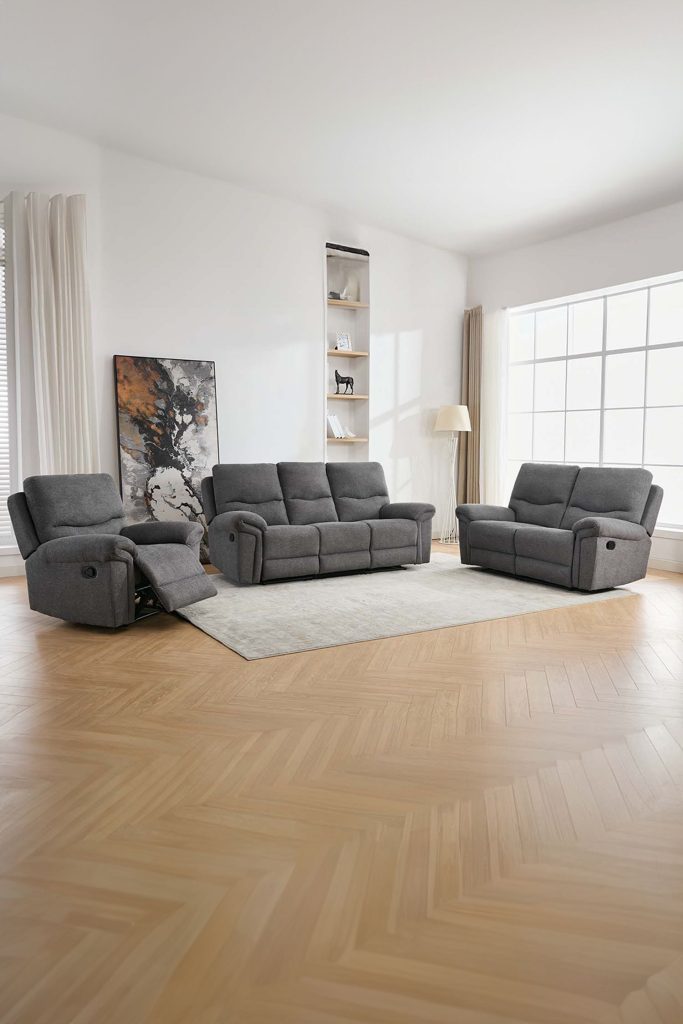 Fosse 1 + 2 + 3 Seater Manual Recliner Fabric Modern Living Sofa