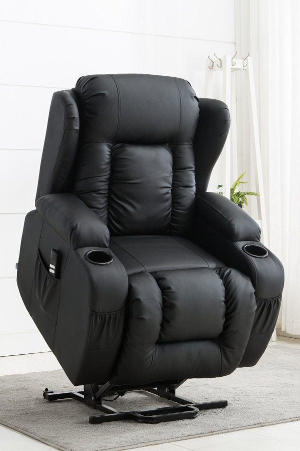 Caesar Dual Motor Rise Recliner Bonded Leather Heat And Massage Chair | Bed Sava