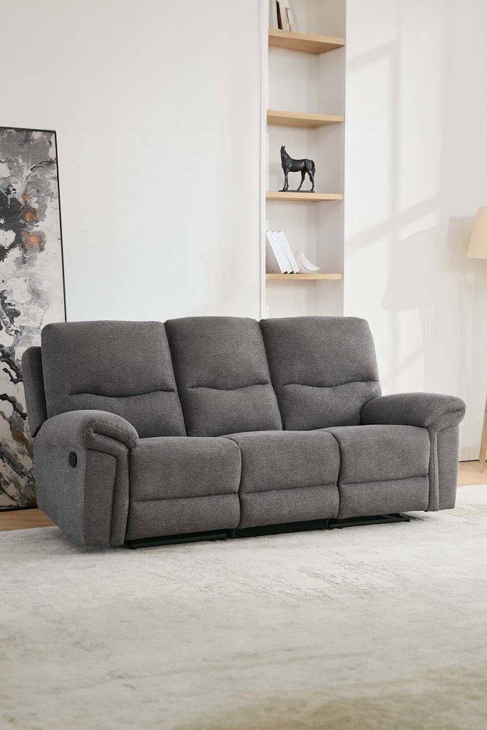 Fosse 3 Seater Manual Recliner Fabric Modern Living Sofa