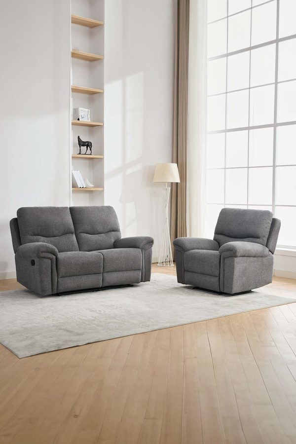 Fosse 1 + 2 Seater Manual Recliner Fabric Modern Living Sofa | Bed Sava