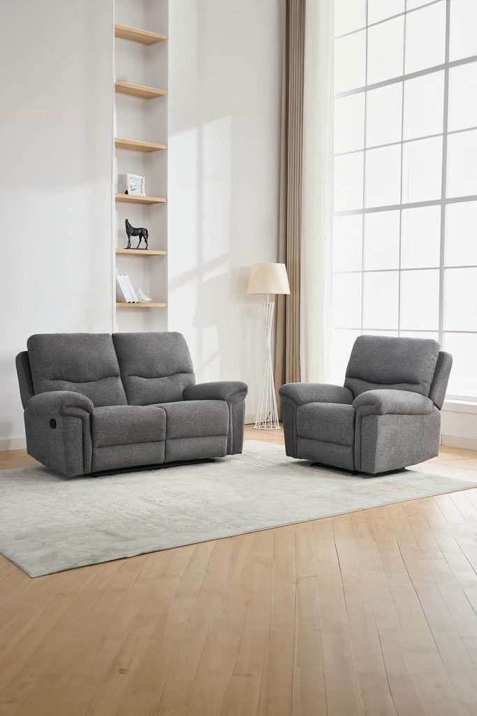 Fosse 1 + 2 Seater Manual Recliner Fabric Modern Living Sofa