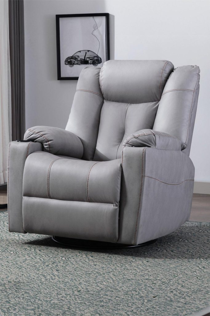 Afton Technology Fabric Recliner Rocking Swivel Cinema Sofa Chair