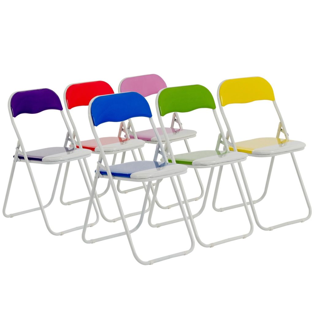 Coloured Padded Folding Chairs 44cm Multi Pack of 6