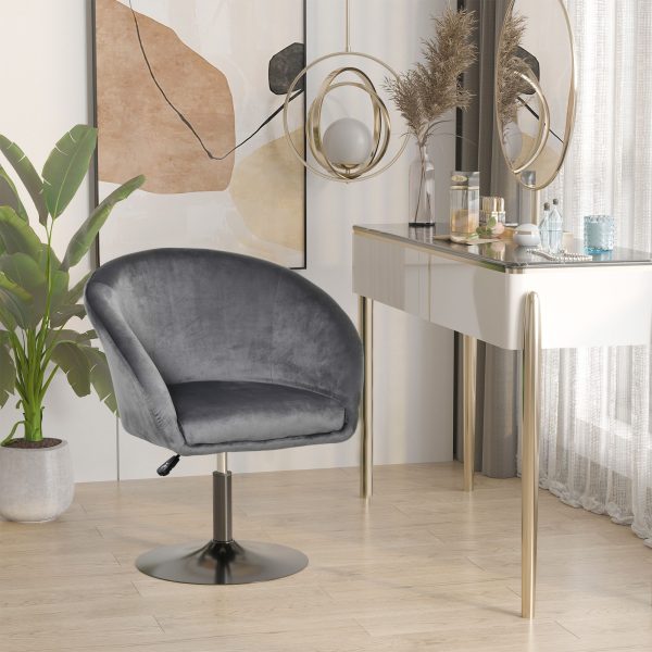 Swivel Bar Stool Fabric Dining Chair with Adjustable Height Grey | Bed Sava