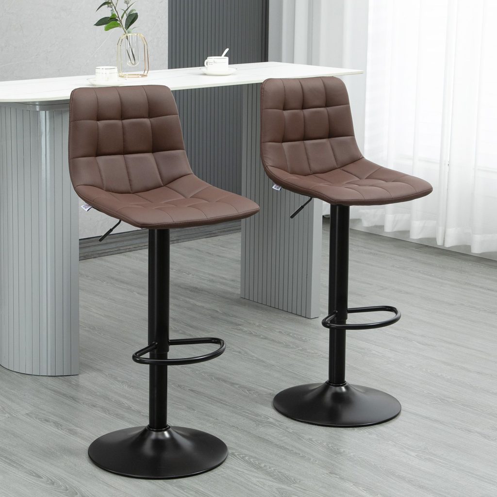 Bar Stools Set of 2 Adjustable Breakfast Dining Stools for Home Kitchen