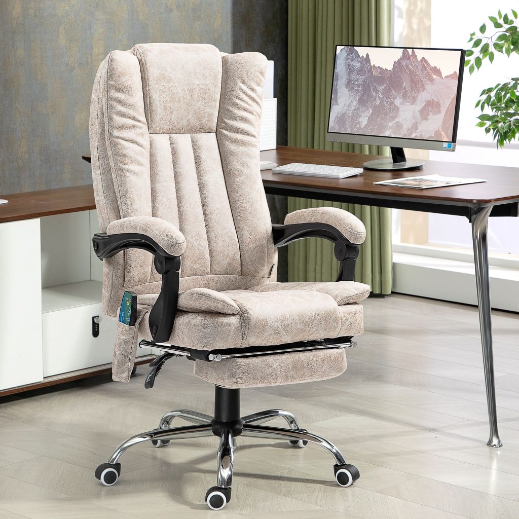 6-Point Vibrating Massage Office Chair w/ Microfibre Upholstery Arms