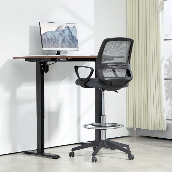 Draughtsman Chair Tall Office Chair with Adjustable Height Grey | Bed Sava