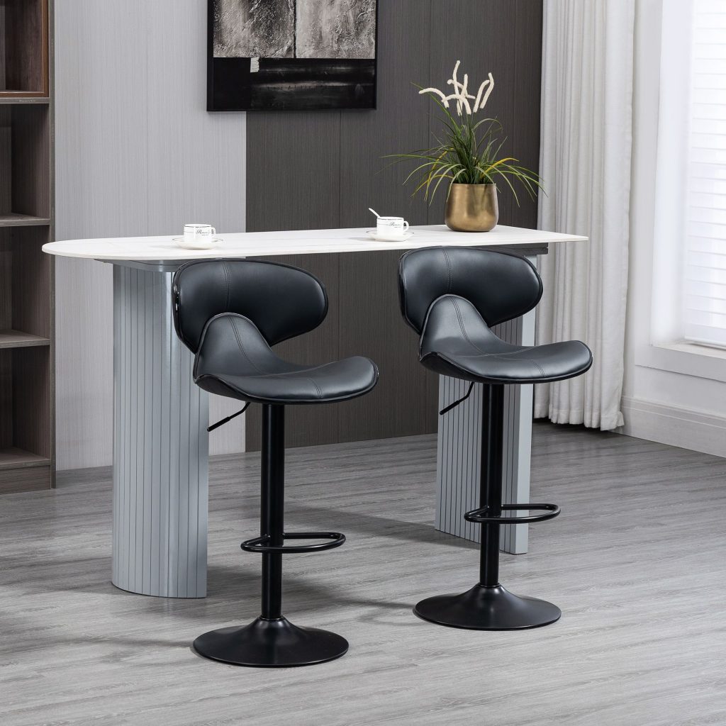 Bar Stools Set of 2 Height Adjustable Swivel Barstool W Footrest Kitchen | Bed Sava