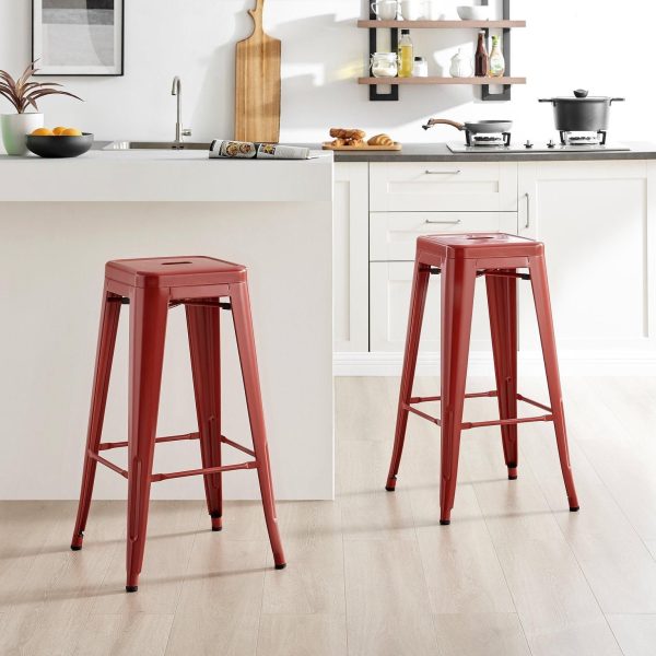 Set of 2 Colton Tolix Style Metal Stackable Retro Industrial Bar Stools | Bed Sava