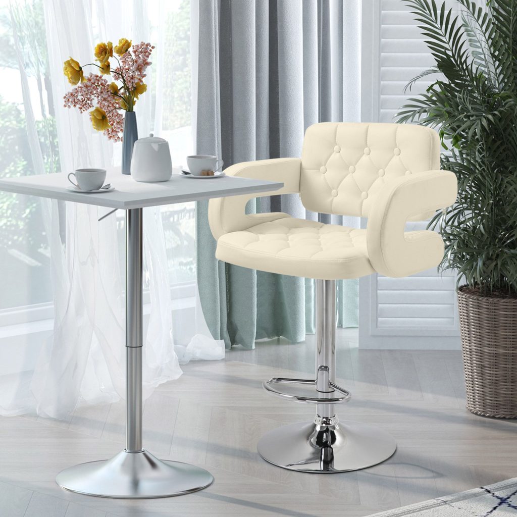 Bar Stool Kitchen Breakfast Barstool Seat Chrome Metal Base Dining Room