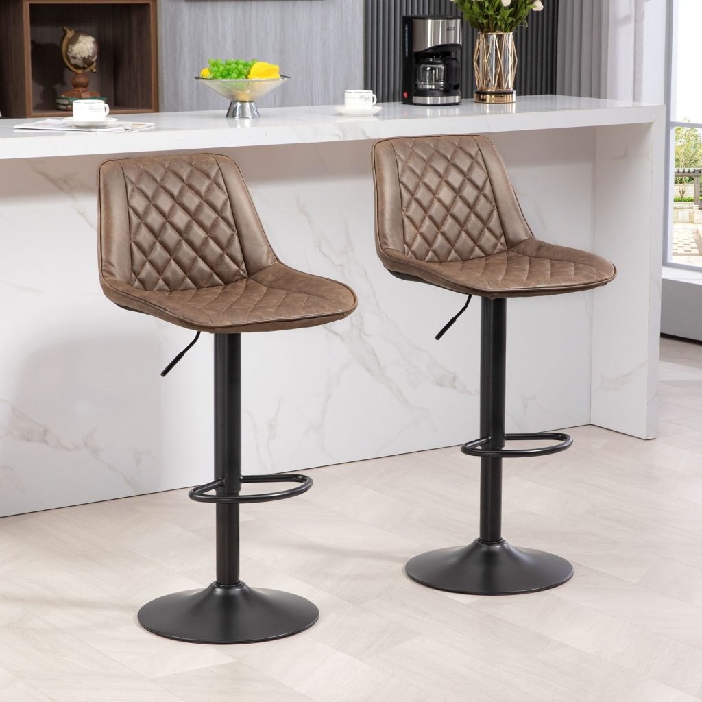Adjustable Bar Stools Set of 2 Retro Swivel Kitchen Stool