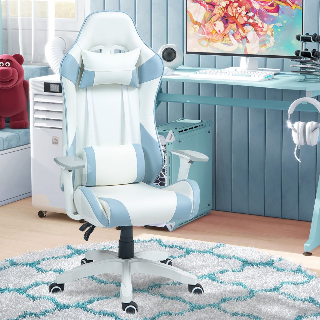 Racing Gaming Chair, Reclining Gamer Chair with Headrest, Lumber Support