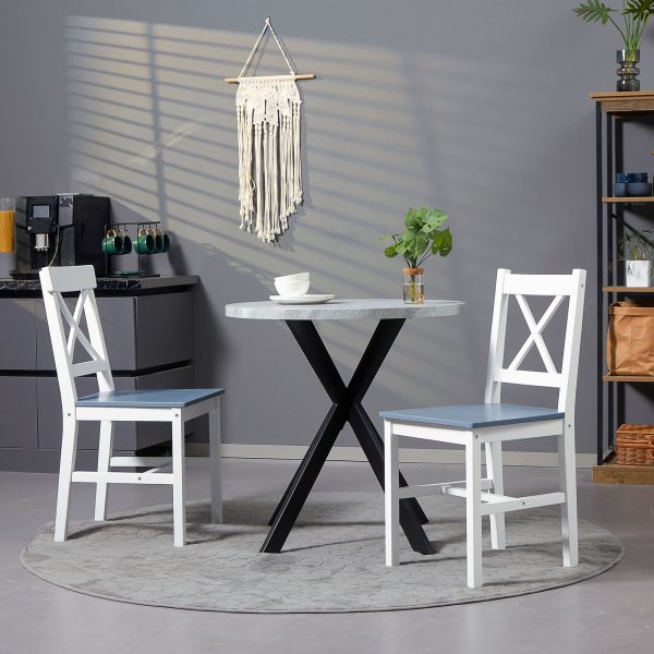 Pine Wood Dining Chairs Set of 2 with Cross Back for Living Room Kitchen | Bed Sava