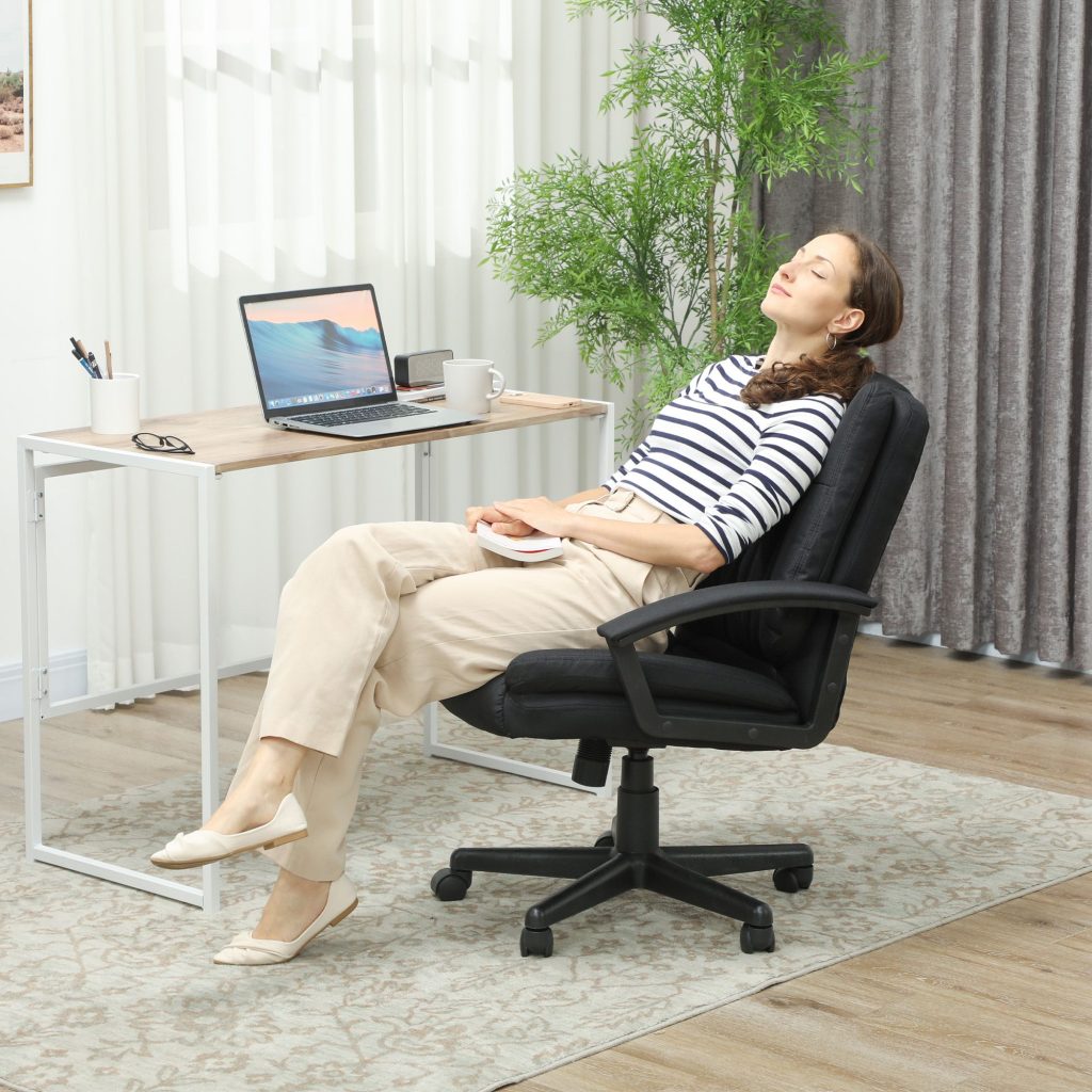 Swivel Executive Office Chair Mid Back Chair w/ Arm, Black