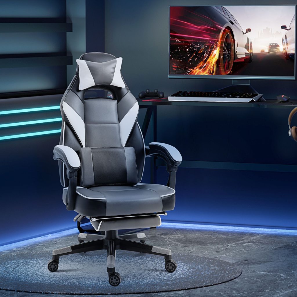 Gaming Chair Ergonomic Computer Chair with Footrest Headrest Lumbar
