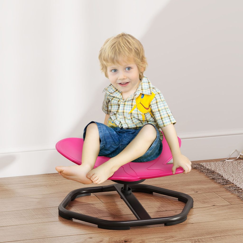 Butterfly-Shaped Kids Swivel Chair, Sensory Spinning Chair, Pink