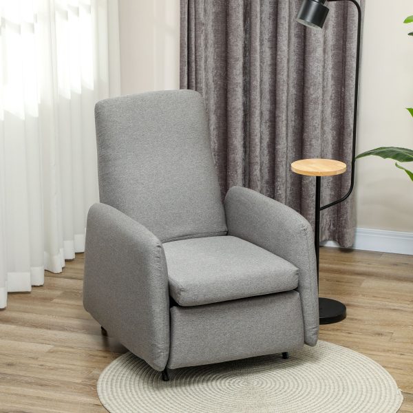 Push Back Recliner Chair Fabric Reclining Armchair for Bedroom Grey | Bed Sava