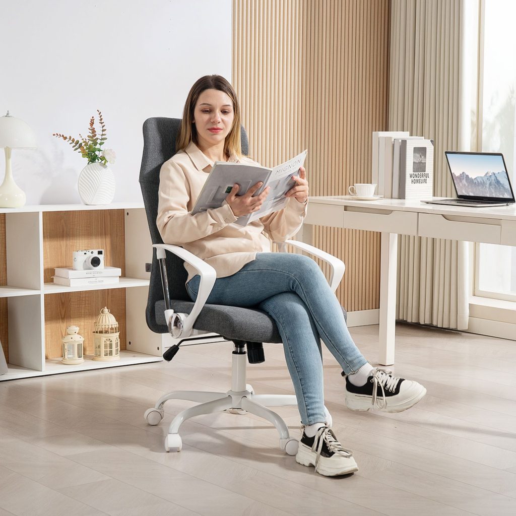 High Back Office Chair, Computer Desk Chair for Home, Grey