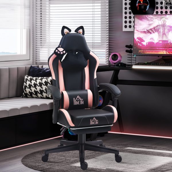 Gaming Chair with Footrest Reclining Computer Chair Black | Bed Sava