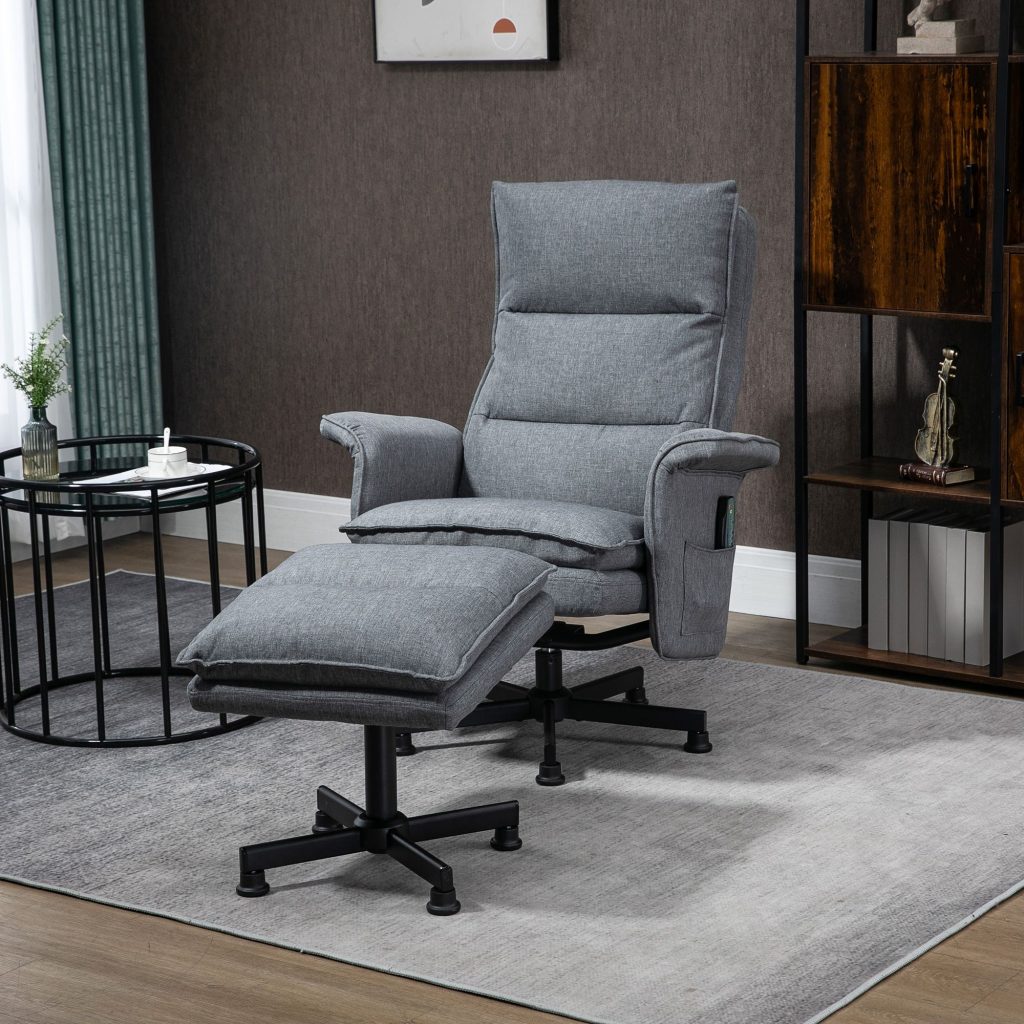 Swivel Recliner Chair and Footstool Massage Recliner Armchair