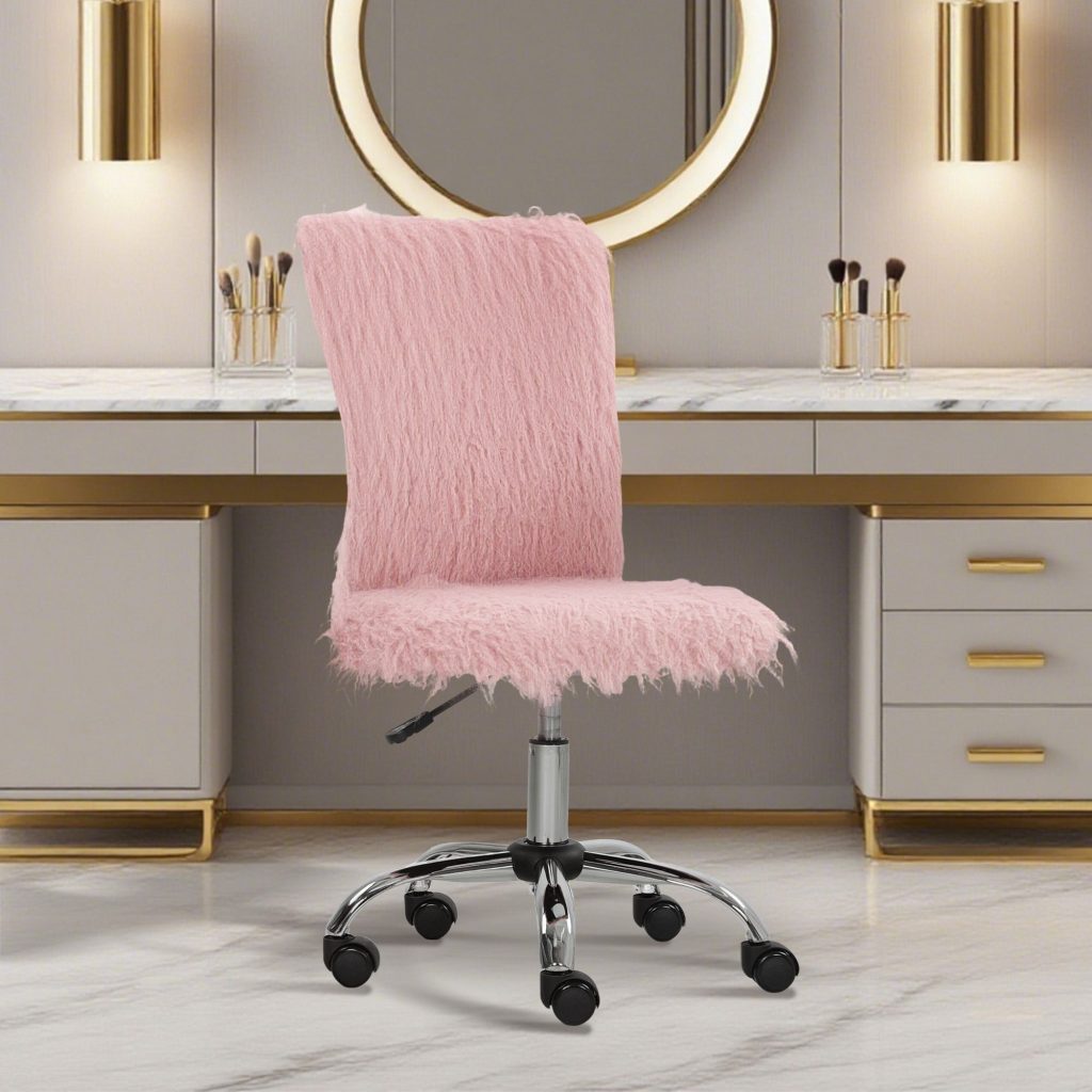 Plush Computer Desk Chair with Adjustable Height for Home Office