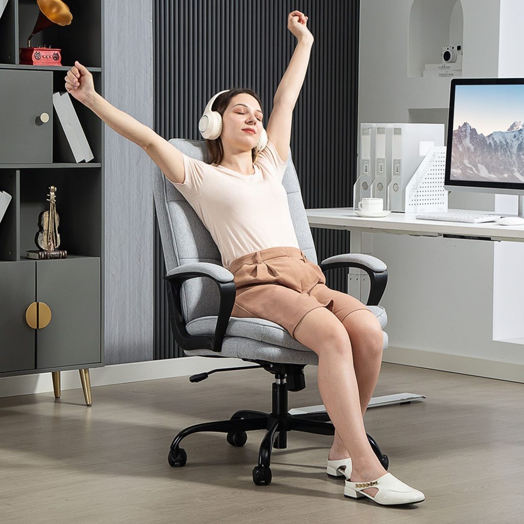 Fabric Office Chair, Computer Desk Chair for Home, Light Grey