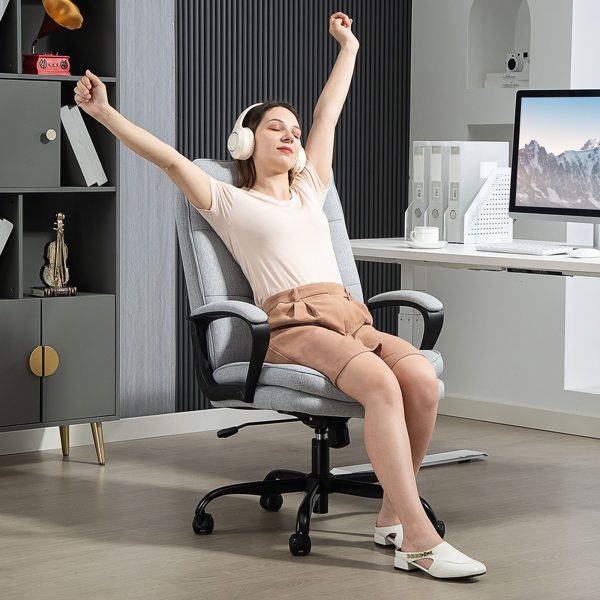 Fabric Office Chair Computer Desk Chair for Home Light Grey | Bed Sava