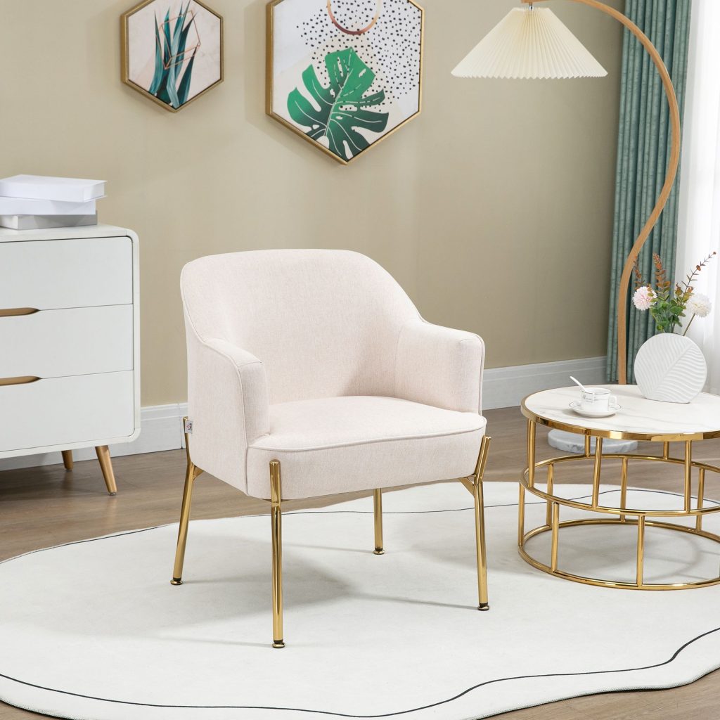 Fabric Armchair Accent Chair w/ Metal Legs for Living Room Bedroom