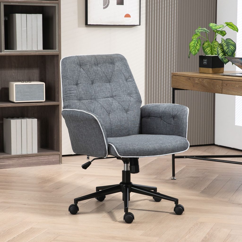 Computer Chair with Armrest Modern Style Tufted For Home Office