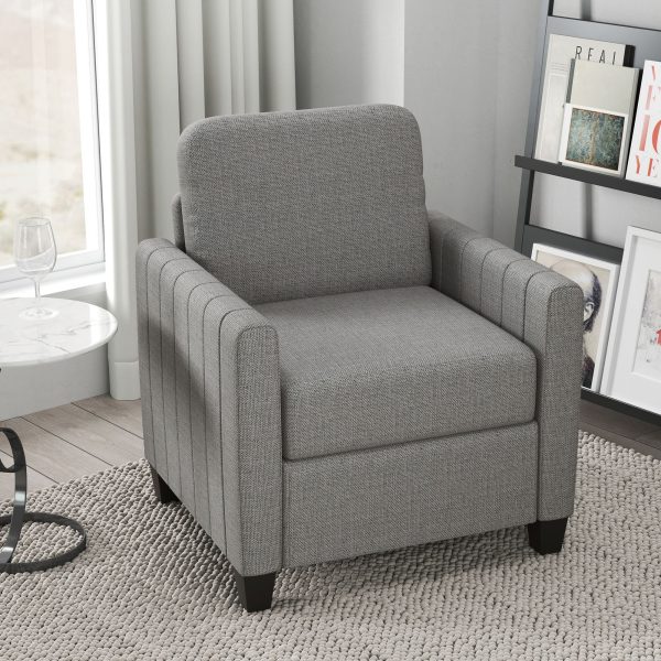 Modern Accent Chair with Spring Cushion Back Pillow Grey | Bed Sava
