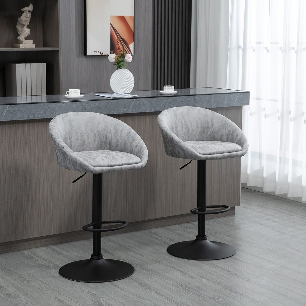 Adjustable Swivel Bar Stools Set of 2 Bar Chairs with Footrest